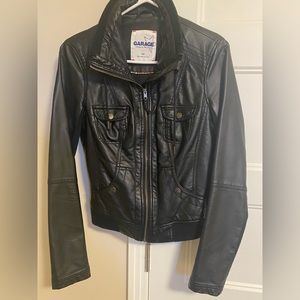 GARAGE faux feather full zipped jacket